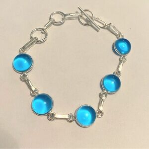 Elegant Blue Chalcedony Gemstone Bracelet